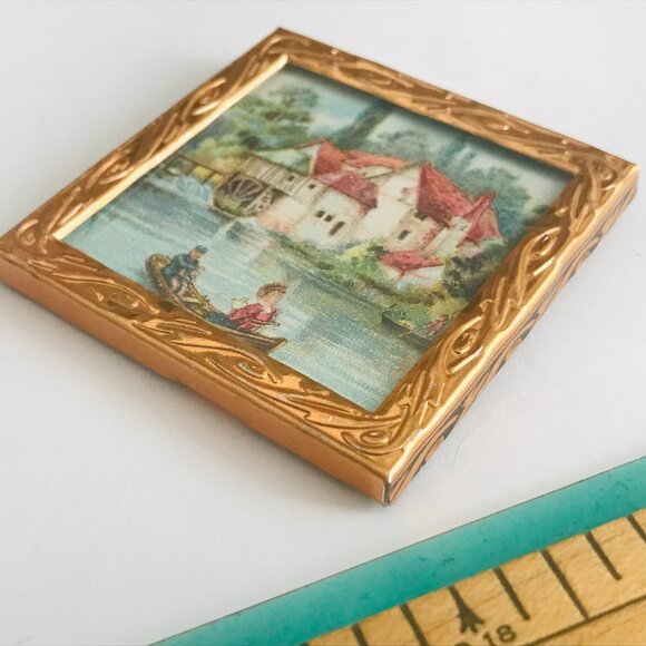 Antique Erhard Sohne Gilt Ormolu Dollhouse Miniature Frame 1900 Germany 2" Metal - Picture 6 of 8